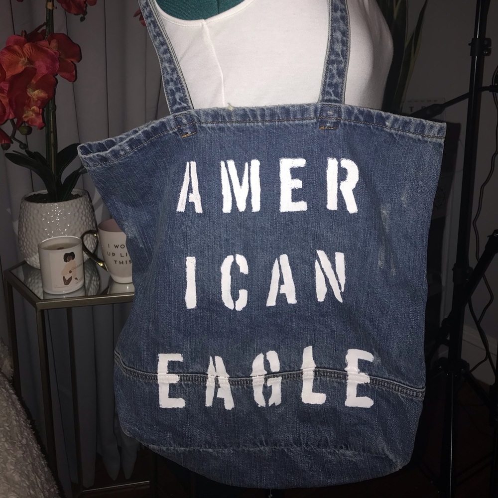 Distressed American Eagle Denim Tote